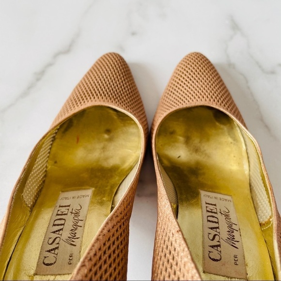 Vintage Casadei Rose Gold Mesh Pumps - Picture 3 of 9
